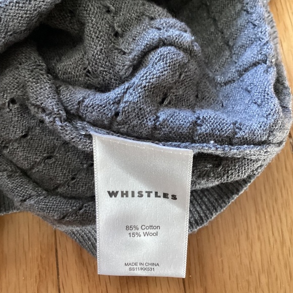 Whistles (London-based brand) Pointelle Grey Cotton & Wool Cardigan Size 4 - Picture 9 of 13